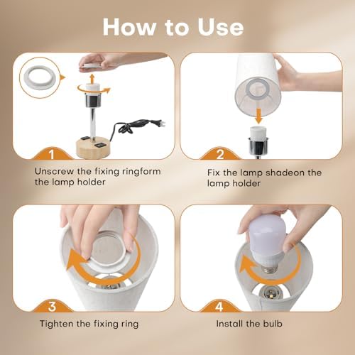 MOICO Table Lamp for Bedroom, Touch Nightstand Lamp with 10W USB Charging