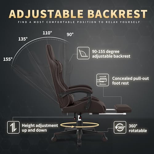 Gamtimer Gaming Chair, 400 LB Weight Capacity,with Pocket Spring Cushion