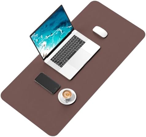 Hsurbtra Desk Pad, 30" x 14" PU Leather Desk Mat, XL Extended Mouse Pad, Waterproof Desktop Blotter Protector, Non-Slip Ultra Thin Large Laptop Keyboard Writing Mat for Office Home, Dark Oak