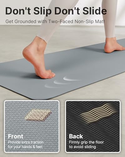 Yoga Mat,Non-Slip TPE Exercise Mat(1/4 Inch) for Pilates, Fitness & Barefoot Workouts, Home Gym Studio with Strap & Bag