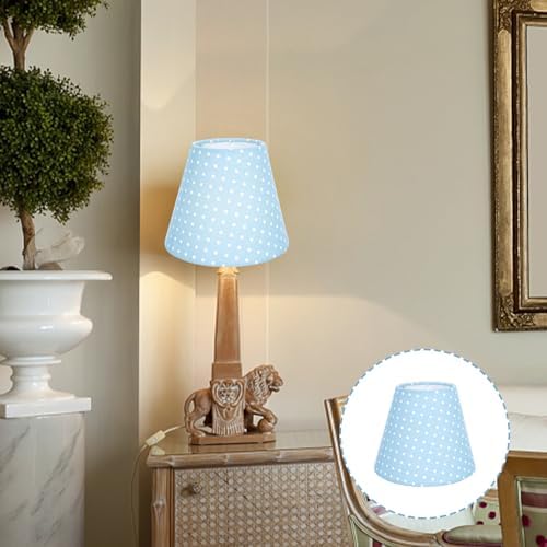 Luxshiny Creative Polka Dot Cloth Lampshade Blue Bottom Soft Light Filter Home Decor for Wall Floor Bedside Lamps Fabric Cover