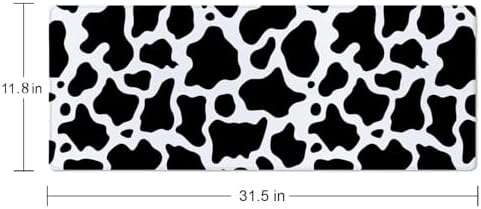 Cute Cow Pattern Desk Pad - Large XL 31.5''X 11.8'' Gaming Mousepad - White & Black - On Top of Desks - Laptop Computer Keyboard Mouse Mat