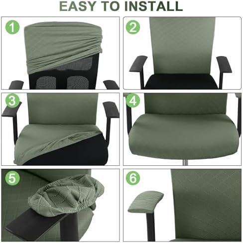 Tallew 4 Pcs Office Chair Covers Stretch Seat Armrest, Olive Green