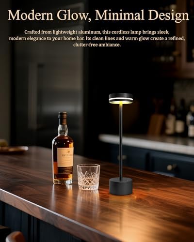 2 Pack LED Cordless Table Lamp Rechargeable, 5000mAh Portable Battery Operated LED Desk Lamp, 3 Color Dimmable Table Light for Reading/Home Office/Dining/Nightstand for Home Décor – Black