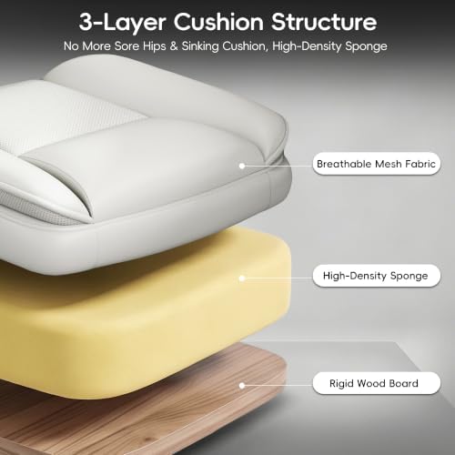 Vonesse Office Chair, Desk Chair with Flip-up Armrests, Gaming Chair with Double-Layered Soft Backrest,PU Leather Computer Executive Chair with Breathable Seat Cushion (White)