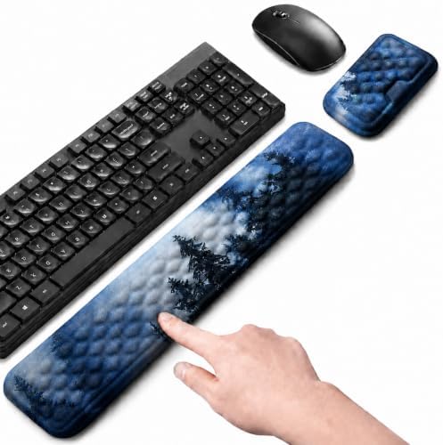 Keyboard Wrist Rest Mouse Wrist Support, Memory Foam Wrist Rest Pad for Computer Laptop, Ergonomic Wrist Cushion Support for Typing Pain Relief, Gaming Home Office, Forest