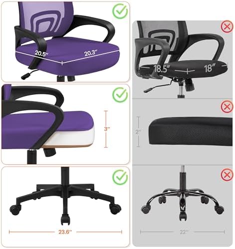 Yaheetech Mid-Back Mesh Computer Office Desk Chair Adjustable Swivel Purple