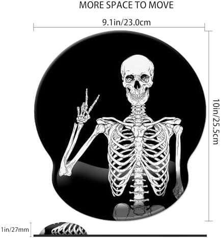 Mouse Pad Wrist Support, Ergonomic Mouse Pad with Wrist Rest,Comfortable Mousepad for Non-Slip Base,Pain Relief Mouse Pads for Desk,Computer,Laptop,Office & Home(Black Human Skeleton Skull)