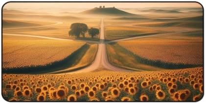 Sunflowers Stretching Across Wide Plains Desk Mat - Vibrant Colors for Your Workspace