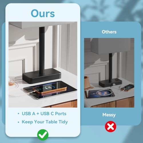 Touch Lamps for Nightstand Set of 2, Lamp for Bedroom Living Room with USB