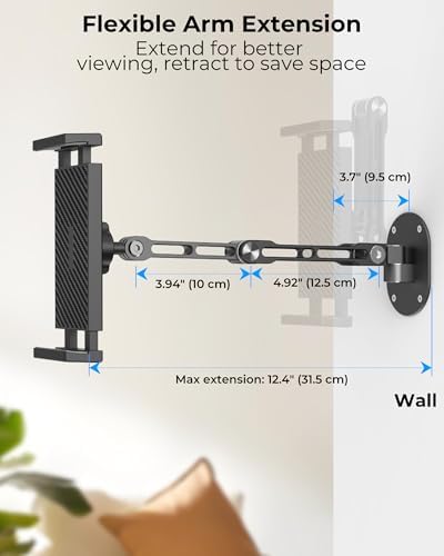 iPad Wall Mount Holder, Heavy Duty Aluminum Tablet Wall Mount, Full Motion