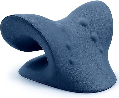 RESTCLOUD Neck and Shoulder Relaxer, Cervical Traction Device for TMJ Pain Relief and Cervical Spine Alignment, Chiropractic Pillow, Neck Stretcher (Dark Blue)