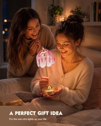 Nusogon Cordless Flower Table Lamp, 5200mAh Small Rechargeable Touch Lamp