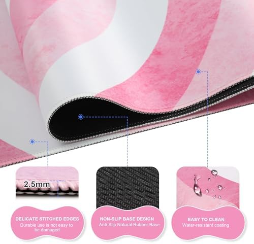 iLeadon Desk Mat Set, Pink Heart Mouse Pad and Keyboard Wrist Rest