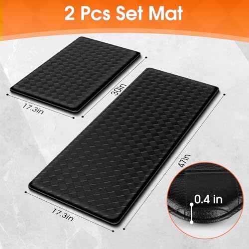 TranquilRelax 2-Piece Kitchen Mats, Cushioned Non-Slip Floor Mats, Black