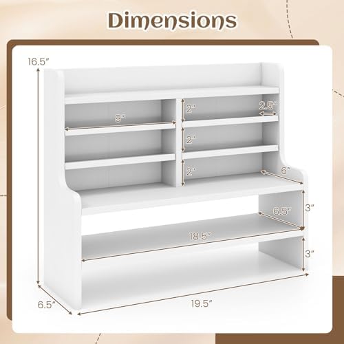 Tangkula Double 6-Tier Desktop File Organizer, Wooden Mail Letter Tray Organizer with 4 Removable Shelves for Papers, Folders & Office Supplies, Space-Saving File Holder for Small Spaces & Office