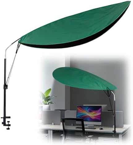 50'' Office Cubicle Desk Shade Foldable Light Shield to Block Anti-Glare Cover for Light Sensitive Professionals Adjustable Height and Rotatable Direction Cubicle Light Shade with Clamp (green)