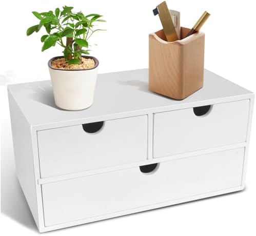Charmewooden Bamboo Desk Organizer With Drawers Countertop Drawers Counter Storage Box Corner Desk Organizer for Home Office No Assembly Required