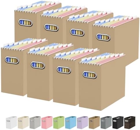 Oterri Portable Collapsible Cardboard File Box with Handle for Letter-Size