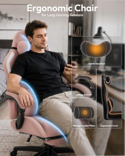 Big and Tall Gaming Chair with Footrest for Adults, Fabric