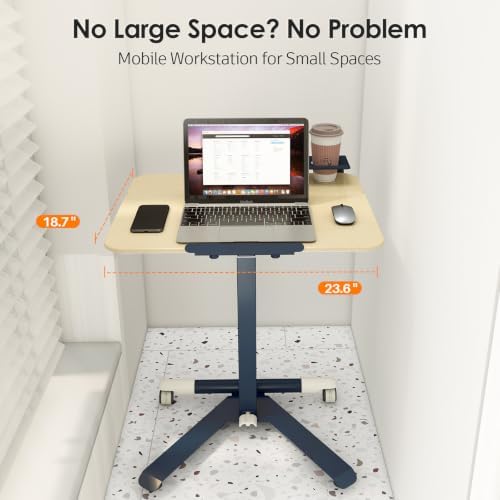 ROMOON Portable Standing Desk with Wheels, Height Adjustable Mobile Desk