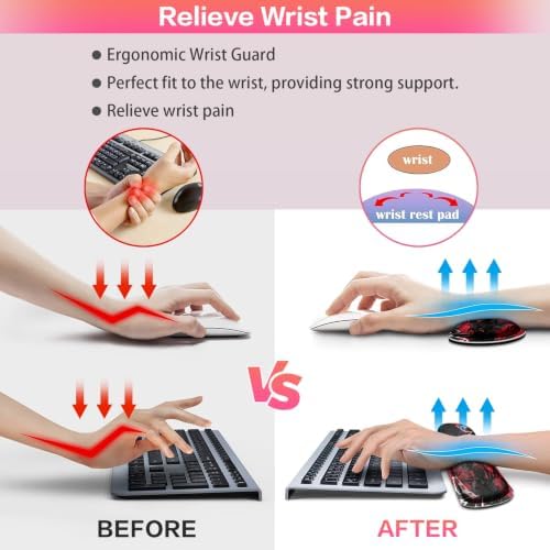 Desk Mat, Large Gaming Mouse Pad with Wrist Rest, 4in1 XXL Mousepad+Keyboard Wrist Rest+Mouse Pad Wrist Support+Cup Coaster Set Ergonomic Computer Desk Arm Wrist for Decor Home Office Women