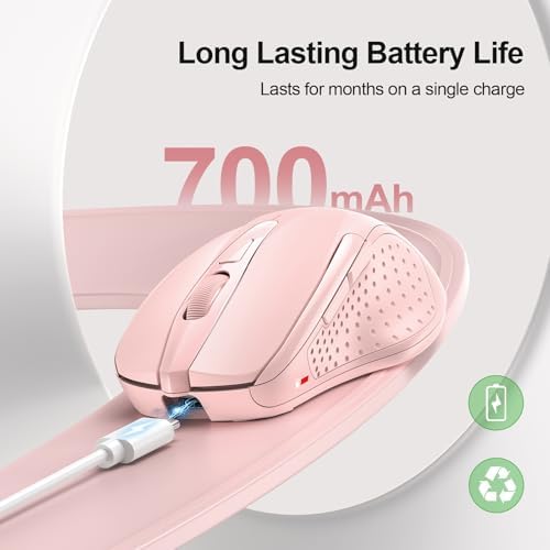 TECKNET Wireless Mouse Rechargeable, 2.4G Computer Mice with USB-A Receiver