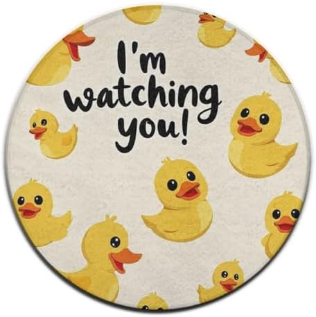 Men's Large Home Decor Mat, Soft Round Yoga Carpet, Non Slip Machine Washable Home Office Circle Rug Funny Duck