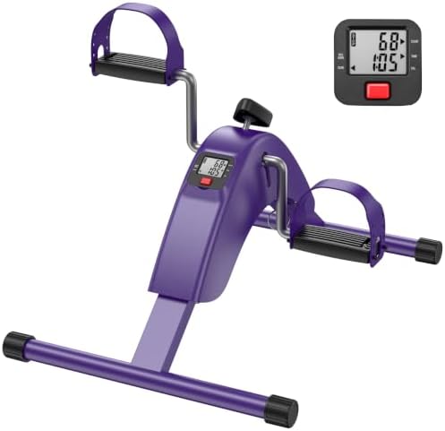 Under Desk Bike Pedal Exerciser for Arms and Legs, Foldable Mini Exercise Bike with LCD Display and Adjustable Resistance for Home and Office