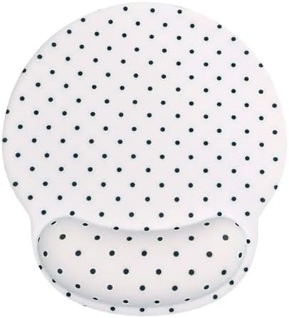 Seorsok Cute Black Polka Dot Mouse Pad with Gel Wrist Support Mouse Pad,Ergonomic Aesthetic,Comfortable Mousepad for Office Game Work Computer,Pain Relief Mousepad with Non-Slip Silicone Base,White