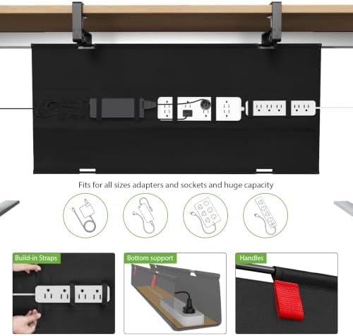 KEEGH Large No Drill Under Desk Cable Management Tray 36 in, Black