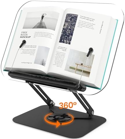 BYMECOST Acrylic Book Stand for Reading, Adjustable Book Holder,Black