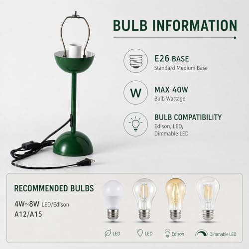 Creative Mid-Century Modern Bud Table Lamp for Home&Office, Hunter Green