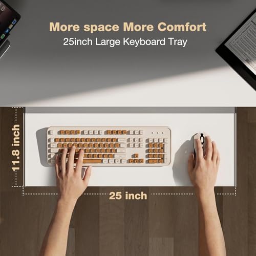 Acrolix 59" L Shaped Standing Desk with Shelves Keyboard Tray,White