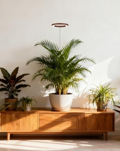 yadoker Grow Light for Large Indoor Plants, Full Spectrum LED Plant Light, Height Adjustable for Tall Plants, Auto On/Off Timer, 5V Safe Low Voltage Walnut Grain Grow Lamp for Home & Office
