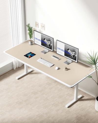 YSAGi Leather Desk Protector, Office Mat, Large Mouse Mat, Non-Slip PU Leather Blotter, Laptop Desk Mat, Waterproof Writing Pad for Office and Home(Eeggshell, 63" x 24")
