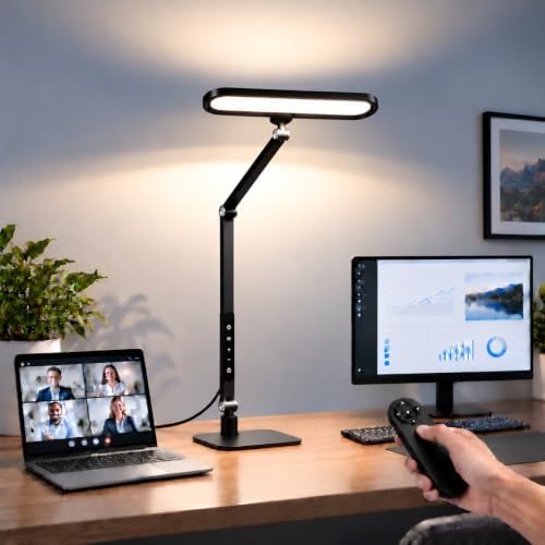 LIONVISON LED Desk Lamps for Office: Clamp & Stand Double Side Desk Light