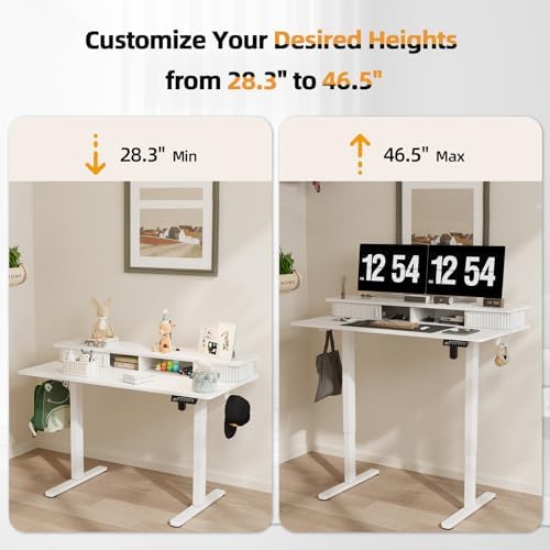 JOY worker 48" Electric Adjustable Standing Desk with Storage Monitor Stand