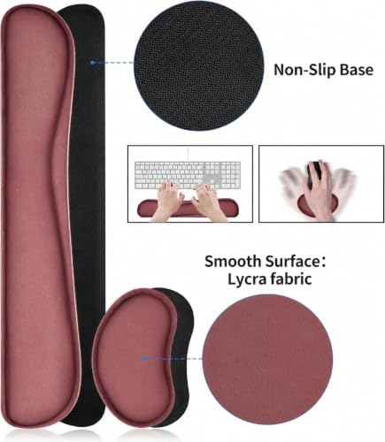 Bloss Dark Red Desk Mat, Large Mouse Pad, Non-Slip Desk Protector Mat, Leather Desk Blotter, Waterproof Desk Pad for Make Up Desk/31.5×15.7 Inch