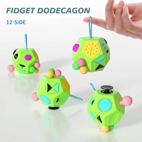 Fidget Dodecagon –12-Side Fidget Toys Cube Relieves Stress and Anxiety Anti Depression Travel Toy Stocking Stuffers Gifts for Children and Adults(B1 Green)