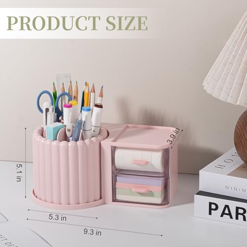 Anyoifax Rotating Pen Holder for Desk Removable Pencil Cup, Large Pink