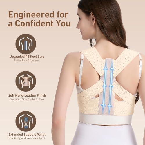 Posture Corrector for Women, Back Brace Shoulder Straightener Beige L/2XL