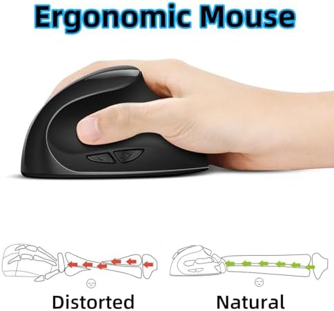 Woddiffy Ergonomic Mouse, Vertical Wireless Mouse,Battery Powered Black