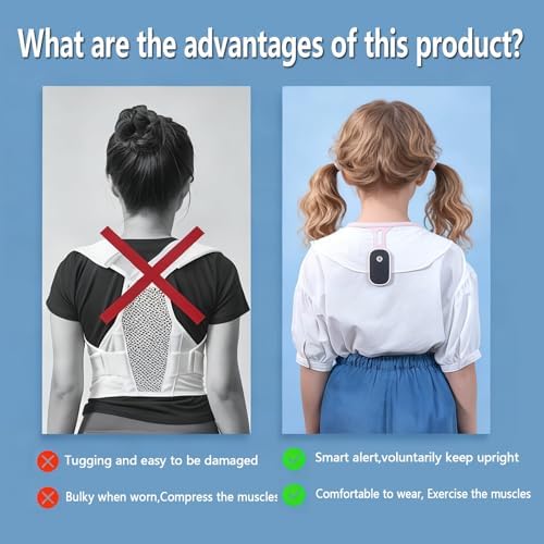 Intelligent Posture Corrector and Trainer for Women and Men, Rechargeable Silicone Automatic Induction Back Posture Corrector with Hunchback Monitoring for Adults and Children