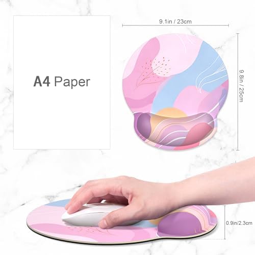 ITNRSIIET Ergonomic Mouse Pad with Wrist Support Wrist Rest Smooth Surface Non-Slip Rubber Base Comfortable Office Supplies Pain Relief, 9.8 x 9.1 inches, Art Style Pattern