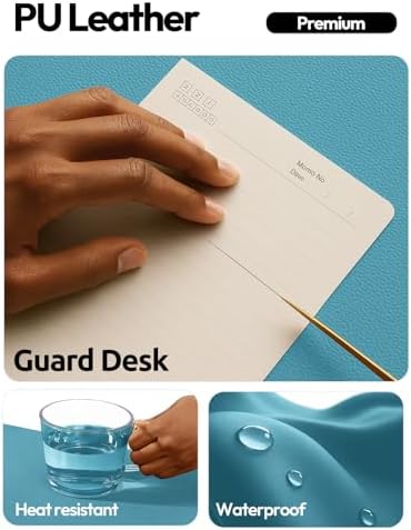 YSAGi Leather Desk Pad Protector, Office Desk Mat, Large Mouse Pad, Non-Slip PU Leather Desk Blotter, Laptop Desk Pad, Waterproof Desk Writing Pad for Office and Home (Turquoise,47" x 17")