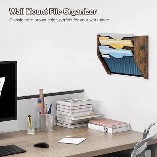 Hanging Wall Files Organizer, 3 Tier Mail Organizer Wall Mounted,Hanging File Holder,Magazine Rack for Documents,Magazine,Literature,File,Mails,Envelopes