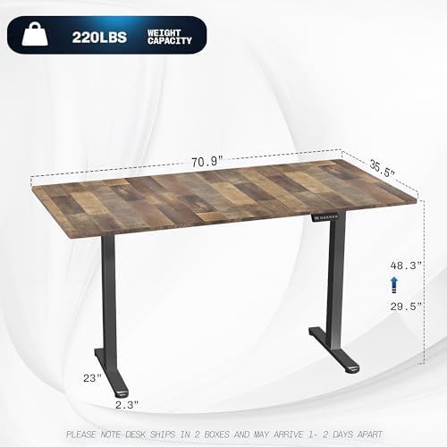 VIVO Reclaimed Wood 71 x 36 in Standing Desk, DESK-KIT-E2B7P-36