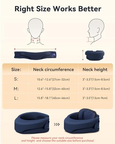 Heated Neck Brace Cervical Collar - Neck Support Brace with Heating Pad, Soft Foam Keep Vertebrae Stable and Aligned for Relief of Cervical Spine Pressure for Women & Men (Small Size) Blue