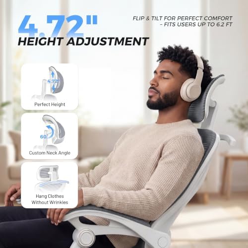 CYKOV Ergonomic Office Chair with Footrest, Reclining Mesh Back, 350 Lbs
